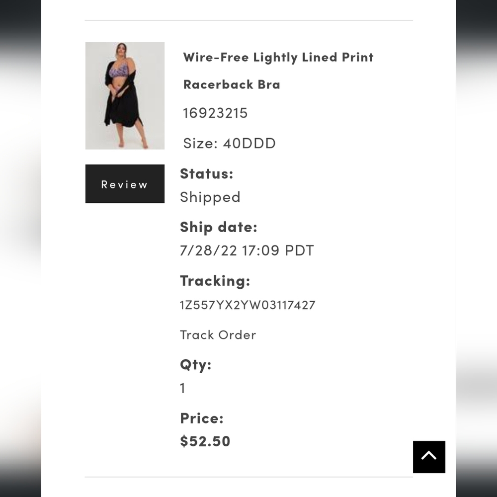 Wire-Free Lightly Lined Print Racerback Bra Torrid 40DDD - Picture 5 of 5